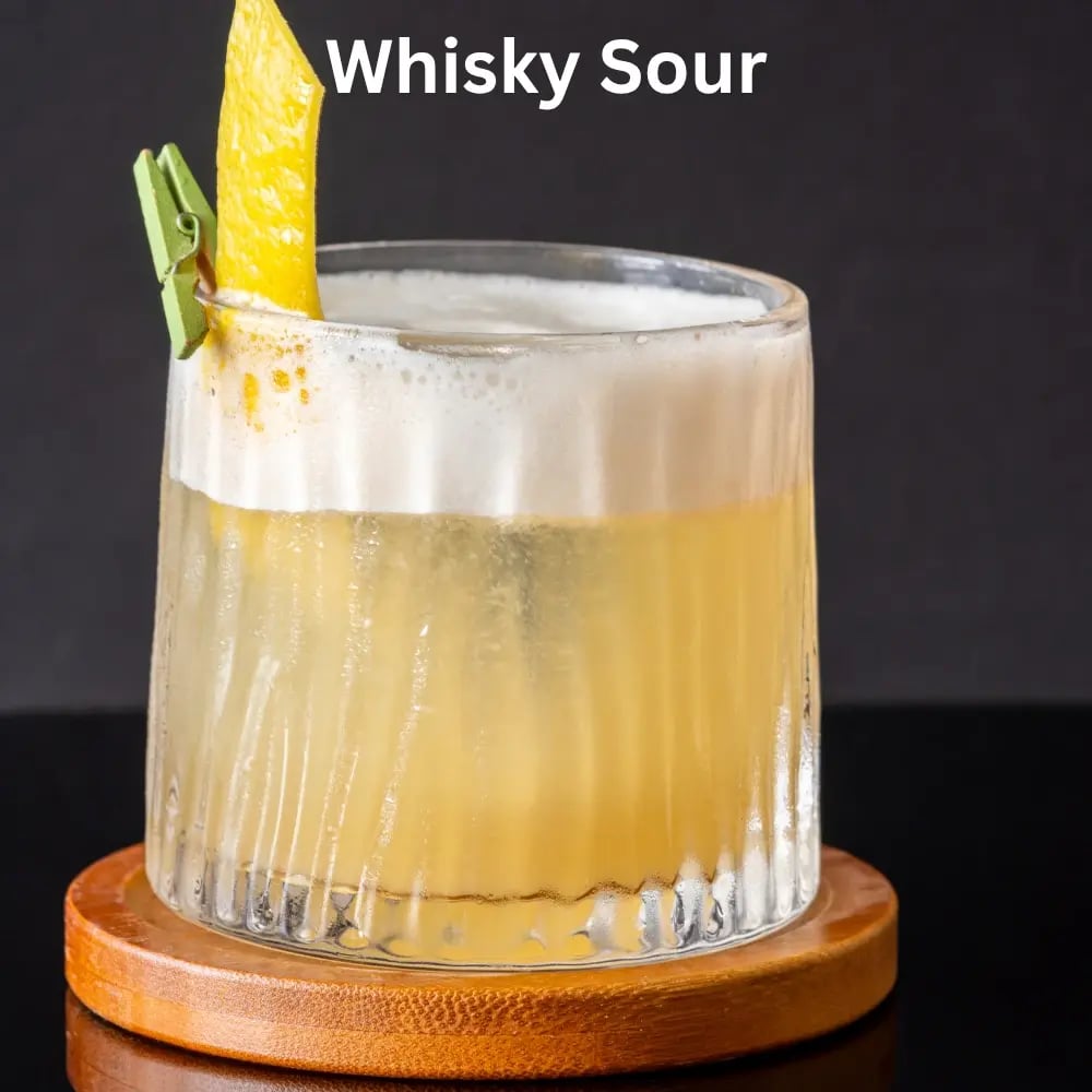 a glass of Whisky Sour classic cocktail